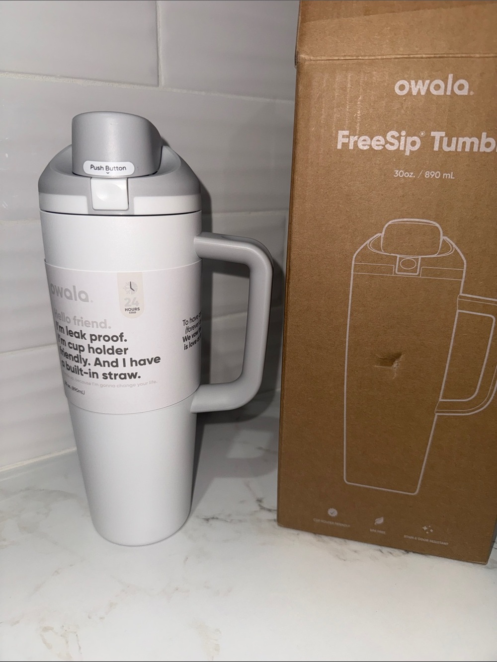 owala FreeSip 30oz Tumbler w Side Grip Sky Marshmallow colorway